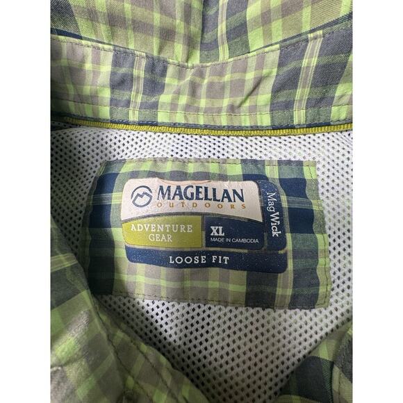 Magellan Shirt Mens Extra Large Green Plaid Mag Wick Loose Fit Untuck Fish Gear - Picture 3 of 7
